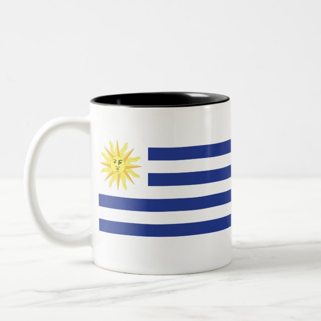 Uruguay Flag Two-Tone Coffee Mug (Left)