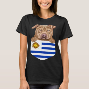 Uruguay Flag Usa Staffordshire Terrier Dog In Pock T-Shirt