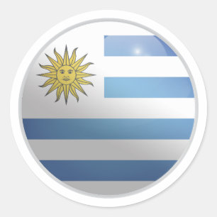 Uruguay Glossy Circle Flag Classic Round Sticker