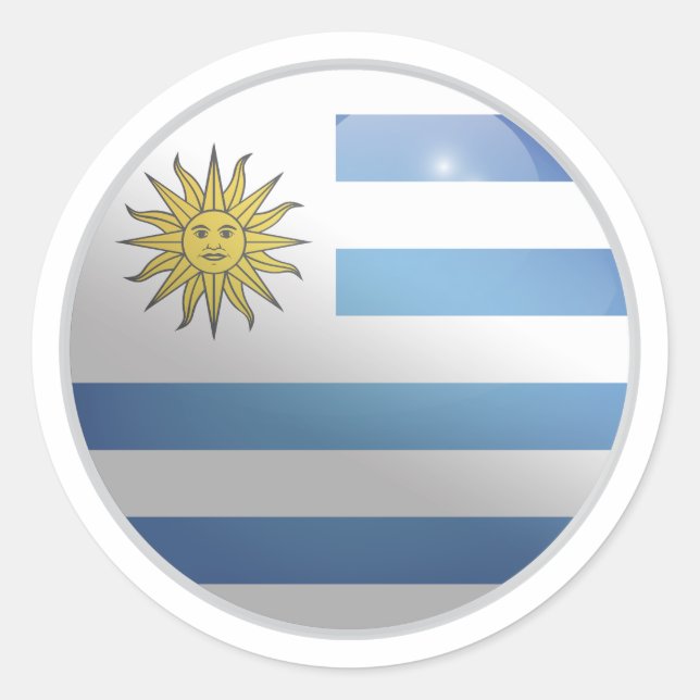 Uruguay Glossy Circle Flag Classic Round Sticker (Front)