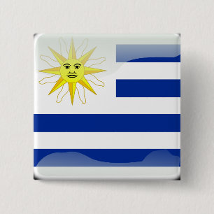 Uruguay glossy flag 15 cm square badge