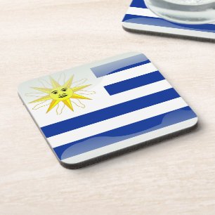 Uruguay glossy flag coaster