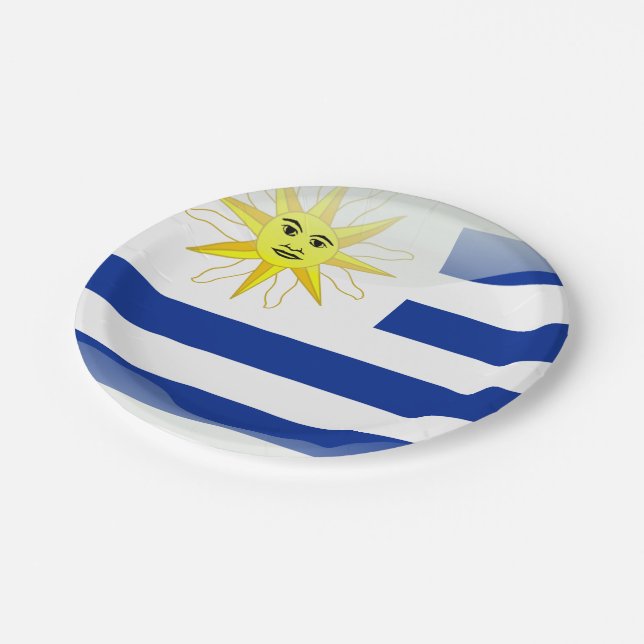 Uruguay glossy flag paper plate (Angled)