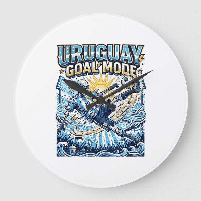 Uruguay Goal Mode Skeleton Striker Nations Dynamic Large Clock (Front)