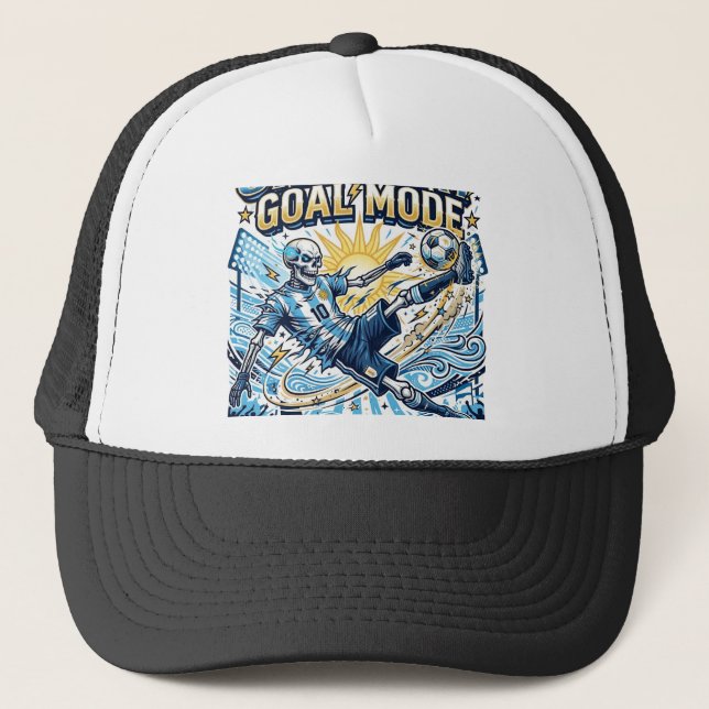 Uruguay Goal Mode Skeleton Striker Nations Dynamic Trucker Hat (Front)