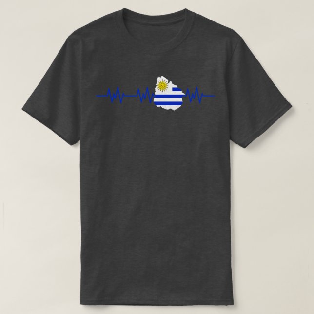 Uruguay Heartbeat Flag Pulse T-Shirt (Design Front)