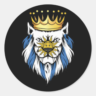 Uruguay  Lion King Flag  Classic Round Sticker