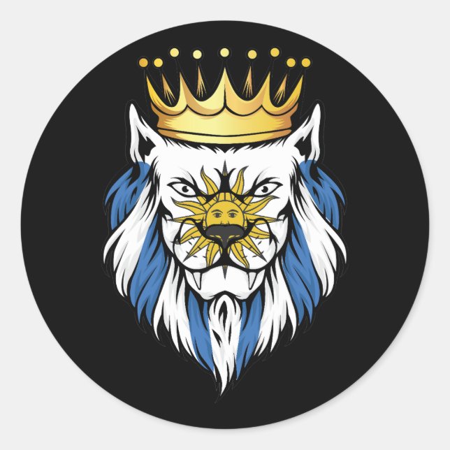 Uruguay  Lion King Flag  Classic Round Sticker (Front)