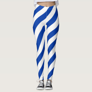 Uruguay National Flag Colours Diagonal Striped Leggings