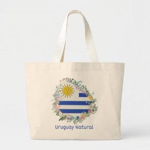 Uruguay Natural, Flag, Celeste Large Tote Bag