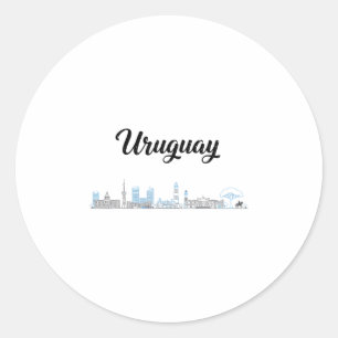 Uruguay Skyline Travel Vacation Outfits Classic Round Sticker