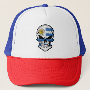 Uruguay Smiling Skull Flag Trucker Hat