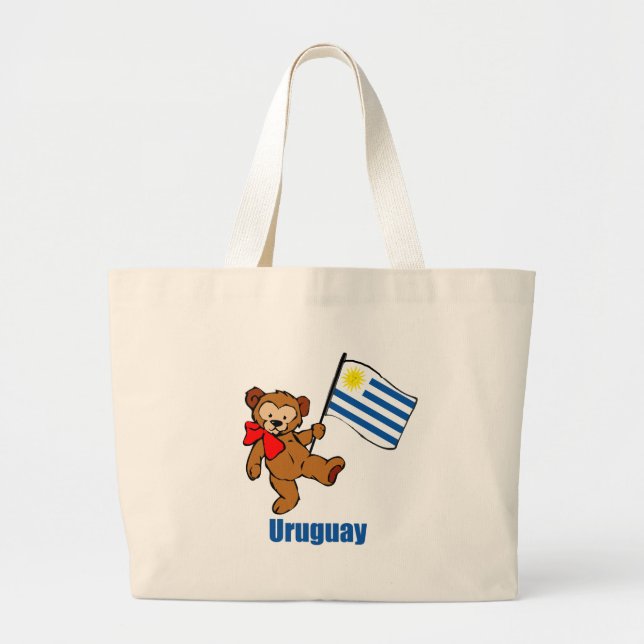 Uruguay Teddy Bear Large Tote Bag (Front)