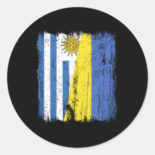 Uruguay Ukraine Half Flag Uruguayan Ukrainian Heri Classic Round Sticker