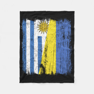 Uruguay Ukraine Half Flag Uruguayan Ukrainian Heri Fleece Blanket