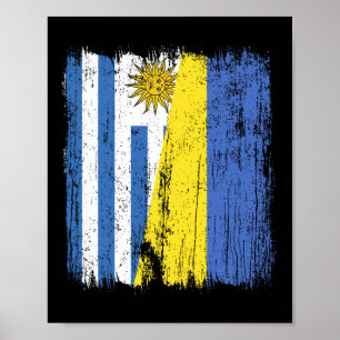 Uruguay Ukraine Half Flag Uruguayan Ukrainian Heri Poster