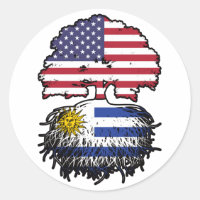 Uruguay Uruguayan American USA Tree Roots Flag