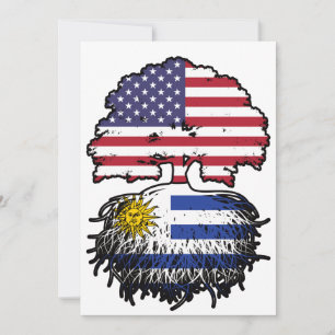 Uruguay Uruguayan American USA Tree Roots Flag Invitation
