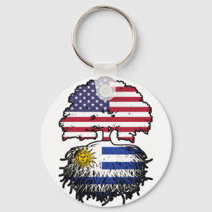 Uruguay Uruguayan American USA Tree Roots Flag Key Ring