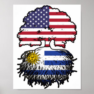 Uruguay Uruguayan American USA Tree Roots Flag Poster