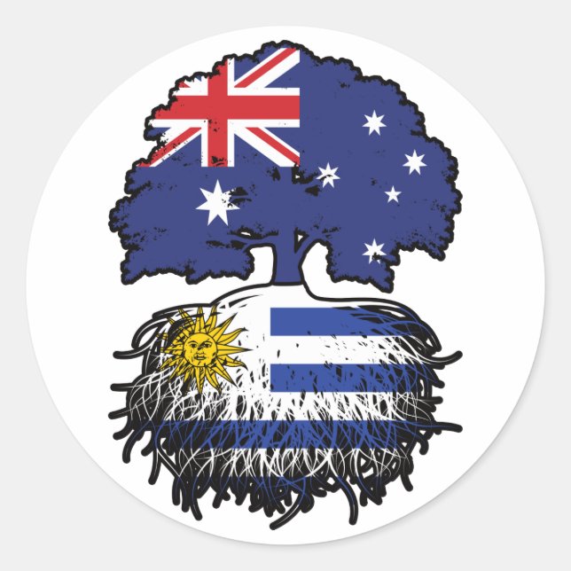 Uruguay Uruguayan Australian Australia Tree Roots Classic Round Sticker (Front)