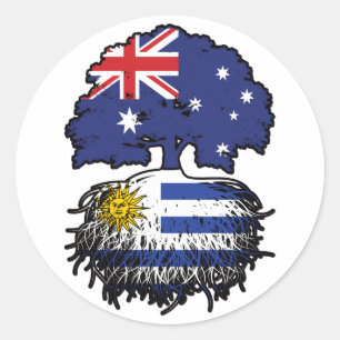 Uruguay Uruguayan Australian Australia Tree Roots Classic Round Sticker