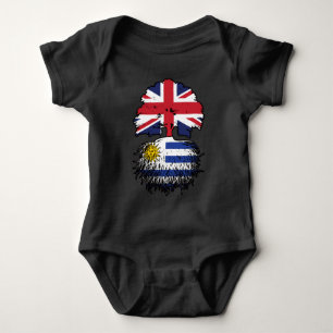 Uruguay Uruguayan British UK Tree Roots Flag Baby Bodysuit