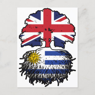 Uruguay Uruguayan British UK Tree Roots Flag Postcard