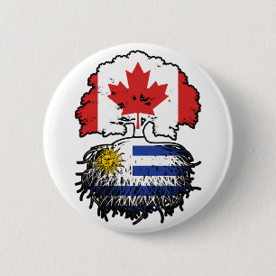 Uruguay Uruguayan Canadian Canada Tree Roots Flag 6 Cm Round Badge