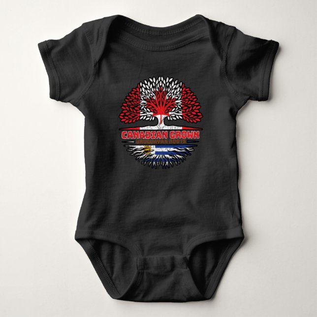 Uruguay Uruguayan Canadian Canada Tree Roots Flag Baby Bodysuit (Front)