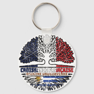 Uruguay Uruguayan French France Tree Roots Flag Key Ring