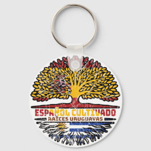 Uruguay Uruguayan Spain Spanish Tree Roots Flag Key Ring