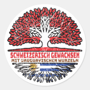 Uruguay Uruguayisch Schweizer Schweiz Baum Wurzel Classic Round Sticker