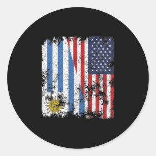 Uruguay USA Flag - Half American Classic Round Sticker