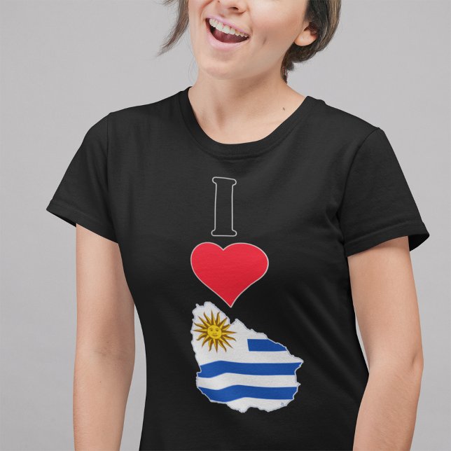 Uruguay Vertical I Love Uruguayan Flag Map Womens T-Shirt (Creator Uploaded)