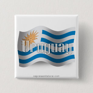 Uruguay Waving Flag 15 Cm Square Badge