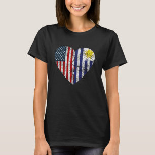 Uruguayan American Flags Heart United States Urugu T-Shirt