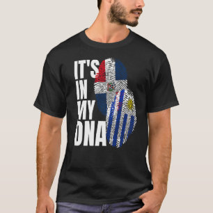 Uruguayan And Dominican Mix DNA Flag Heritage T-Shirt