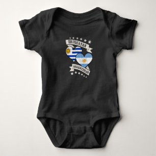 Uruguayan Argentinian Heart Flags Uruguay Argentin Baby Bodysuit