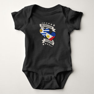 Uruguayan Filipino Heart Flags Uruguay Philippines Baby Bodysuit