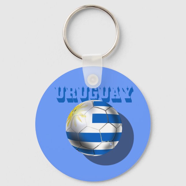 Uruguayan flag of Uruguay logo futbol soccer love Key Ring (Front)