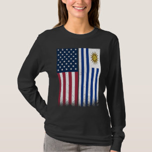 Uruguayan Flag USA And Uruguay Flags Proud Urugua T-Shirt