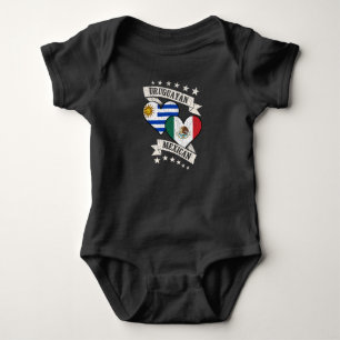 Uruguayan Mexican Heart Flags Uruguay Mexico Baby Bodysuit