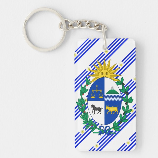 Uruguayan stripes flag key ring (Front)