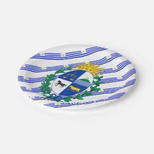 Uruguayan stripes flag paper plate