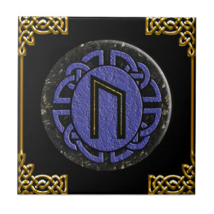 "uruz" elder futhark ceramic tile