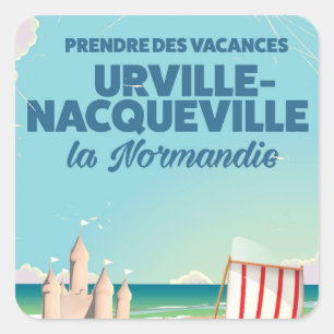 Urville-Nacqueville Normandy beach travel poster Square Sticker