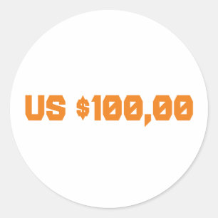 us $100 classic round sticker