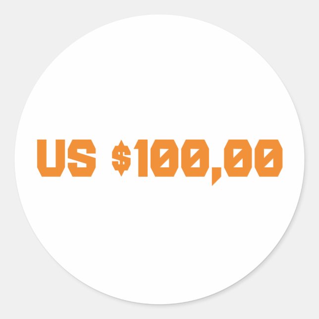 us $100 classic round sticker (Front)