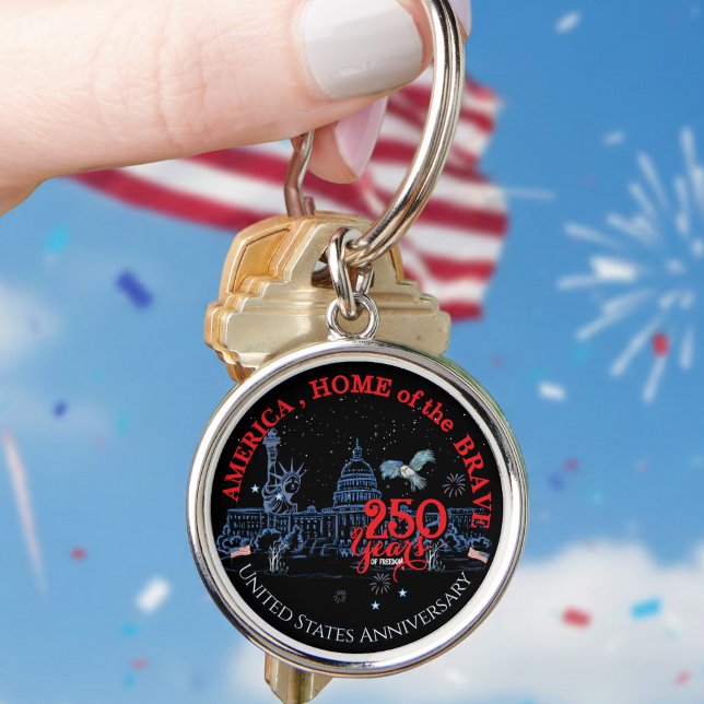 US 250 America Home of the Brave | Landmarks Key Ring (US 250 America Home of the Brave  Landmarks Keychain)